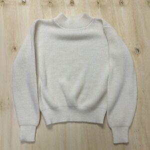 Vintage Kate Collins Sweater Womens Medium White Mock Neck Waffle-Knit USA